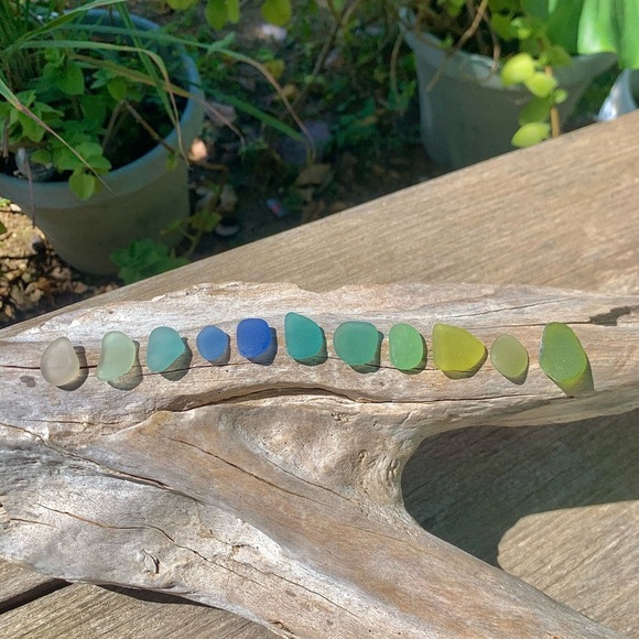 Blue Wave Sea glass Handmade 995 925 silver soldered necklace beach bohemian - Picture 4 of 7